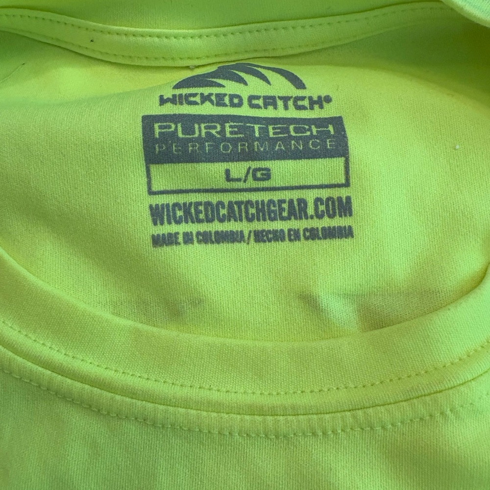 Wicked Catch Neon Yellow Performance Shirt size L - Picture 3 of 7